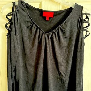 Women’s long sleeve Jennifer Lopez blouse with Chris cross open shoulder sleeve